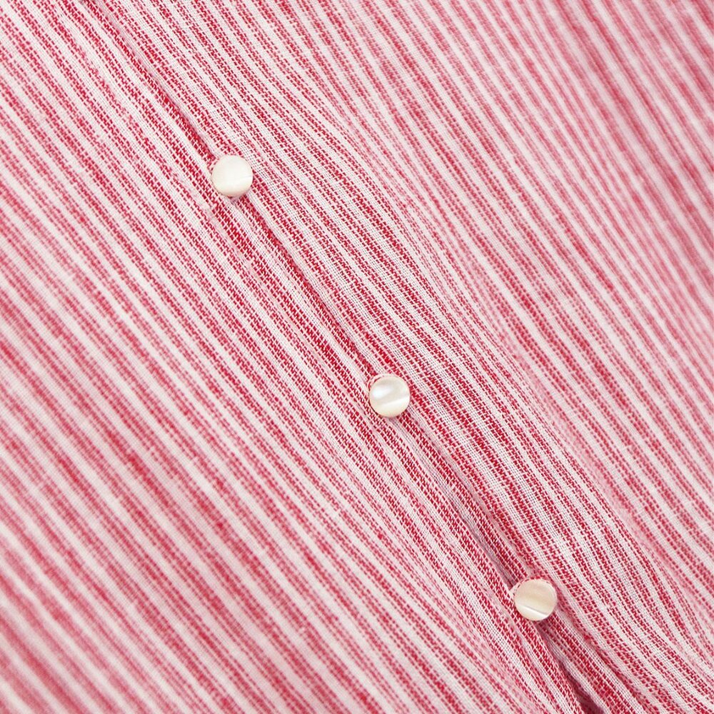 Rails Marti Scarlet Stripe Blouse S Linen Blend V Neck Tie Waist Coastal $158 - Picture 11 of 15